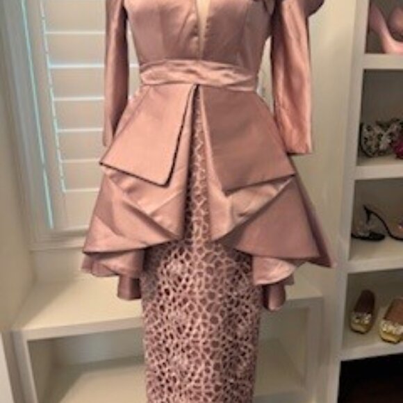 Blush Pink Satin & Lace Formal Gown or Mother-Of-The-Bride Dress. - Picture 2 of 8